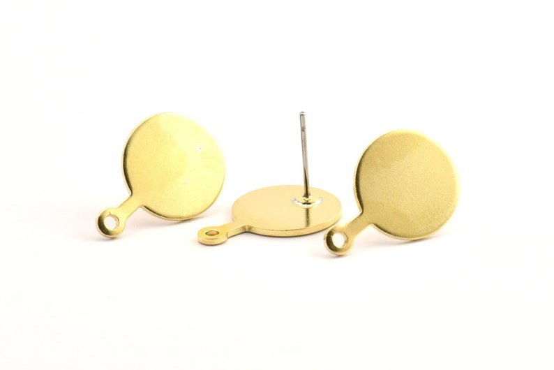 D754 A1304 8 Raw Brass Round Stamping Blanks With 1 Loop 20x14x1mm Stud Earrings Brass Round Earring