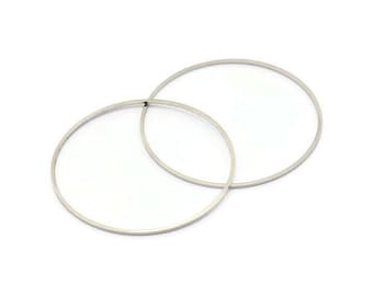 40mm Silver Rings - 24 Silver Brass Circle Connectors (40x0.8mm) D0392