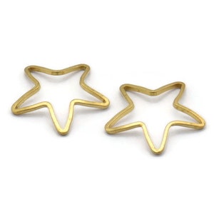 Star Brass Connector, 20 Raw Brass Star Connector (16mm) Bs 1209
