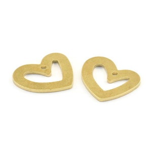 Brass Heart Charm, 12 Raw Brass Heart Charms With 1 Hole (16x14x1mm) M864