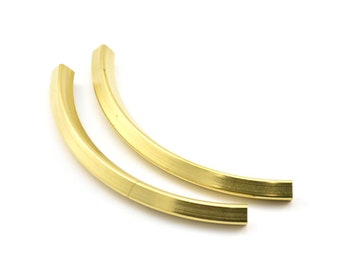 Square Noodle Tube, 10 Raw Brass Square Oval Tubes (75x5x5mm) Sq14 Brc276