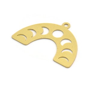 Brass Charm, 8 Raw Brass, Brass Pendants, Moon Phases Charms, U Shaped Charms, Brass Semi Circle Charms With 1 Loop (22x32x0.60mm) A6362