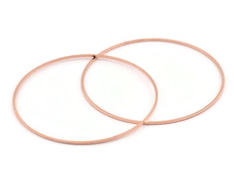 60mm Circle Connector, 12 Rose Gold Tone Brass Circle Connectors (60x1x1mm) D1615