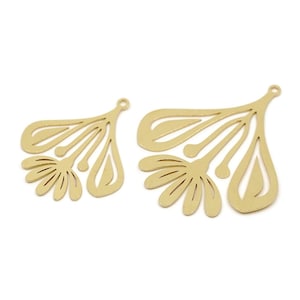 Brass Flower Charm, Raw Brass Flower Charms With 1 Loop, Charm Pendants, Earring Findings (30/40x0.60mm) SMP2742