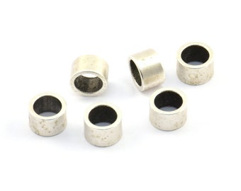 Industrial Spacer Bead, 25 Antique Silver Plated Brass Industrial Tubes, Spacer Beads, Findings (7x4.5mm) BS 1800 H0519