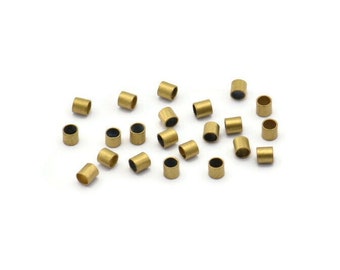 Raw Brass Tubes - 500 Raw Brass Short Tube Beads (2x2mm) Bs 1428