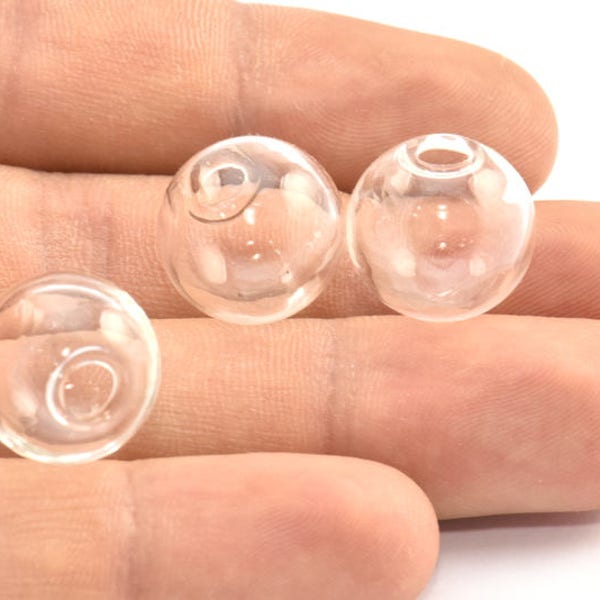 12 Glass Globe Ball Findings, Earrings, Necklaces (15.5mm) BS 1830