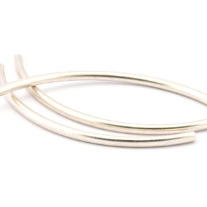 Noodle Curved Tubes, 6 Antique Silver Plated Brass Curved Tubes (6x140mm) Bs 1628 H0784