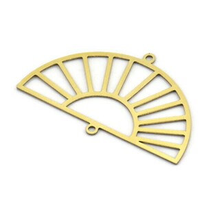 Semi Circle Charm, 10 Raw Brass Rising Sun Charms With 2 Loops, Pendant Charms (40x25x0.60mm) A3085