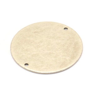 Charm redondo de plata, 2 charms redondos de latón bañado en plata antigua con 2 agujeros, conectores (30 x 0,80 mm) M01581