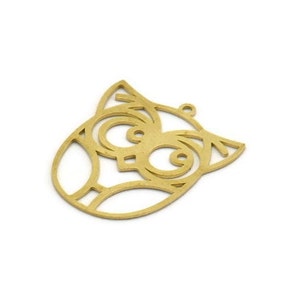Brass Bird Charm, 8 Raw Brass Owl Shaped Charms With 1 Loop (27.5x23.5x0.60mm) A6626