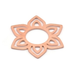 Copper Flower Blank, 4 Raw Copper Flower Blanks (28x25x0.80mm) M02776