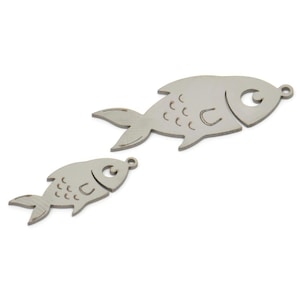 Steel Fish Charm, Stainless Steel Fish Charms, Findings (21/31x0.80mm) SMP2196