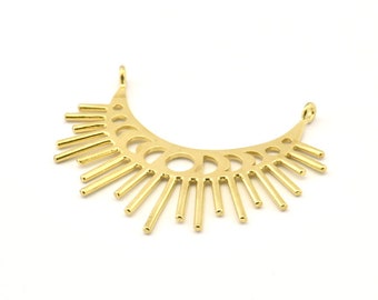 Moon Phases Pendant, Raw Brass Crescent Pendants With 2 Loops, Earring Findings (48x23x1mm) N1017