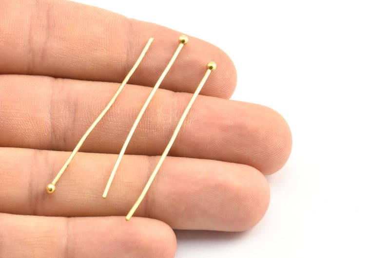 Brass Ball Pin 50 Raw Brass Ball Pins 50x2.5mm BS 2294 Etsy UK