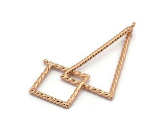 RoseGold Dreieck Anhänger, Messing Ring, Charms (38x23x18x18mm) N0262 Q0114