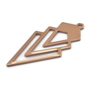 Rose Gold Triangle Charm, 2 Rose Gold Plated Brass Diamond Charms With 1 Loop (49x22x1mm) M01161 H1012