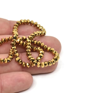 Perline d&#39;oro vintage, 48 perline ovali in plastica oro vintage (3 x 4 mm) CF97 T067