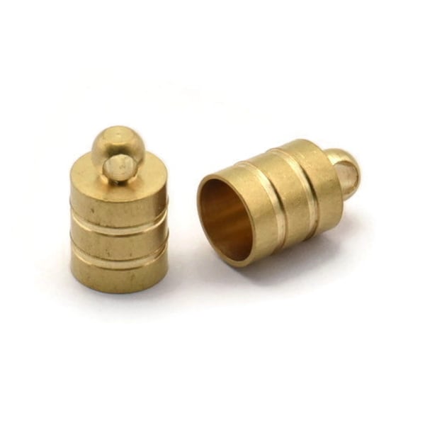 Brass End Cap, 12 Raw Brass End Cap ,  Cord Tip , 6mm Cord End - (7x11mm) Cap1  b0019