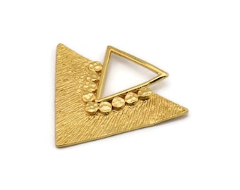 Gold Triangle Charm, Gold Plated Brass Geometric Charm, Pendants, Findings (35x41x1mm) U068