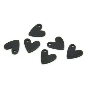 Black Heart Charm, 24 Oxidized Black Brass Heart Charms With 1 Hole (8x1mm) M02172