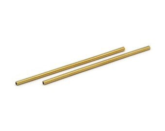 Long Square Tube, 24 Long Raw Brass Square Tubes, Spacer Brass Beads (2x70mm) Bs 1573