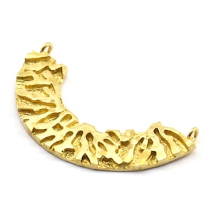 Ethnic Semi Circles, 2 Raw Brass Ethnic Semi Circle Pendants With 2 Loops (47x10x2mm) BS 1880