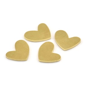 Cuore in ottone grezzo, 12 cuori in ottone grezzo, stampaggio grezzi (14x11x1mm) M854