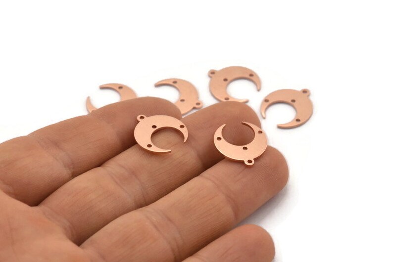 Copper Moon Charm 12 Raw Copper Crescent Moon With 1 Loop And 3 Holes M01634 Earrings 16x14x0.80mm