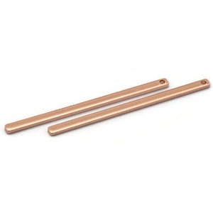Rose Gold Necklace Bar, 4 Rose Gold Plated Brass Stick Neckalce Bars With 1 Hole, Findings, Earrings (47x2.5x1.2mm) D1155