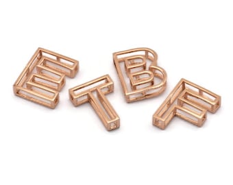 Rose Gold Letter,Rose Gold Plated Brass 3D Alphabet Letters, Rose Gold Letter Pendants, İnitial Charms,Uppercase,Personalized Initial Charms