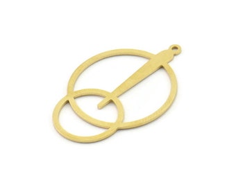 Brass Geometric Charm, Raw Brass Circle Charms With 1 Loop, Charm Earrings (40x27x0.80mm) SMP1671