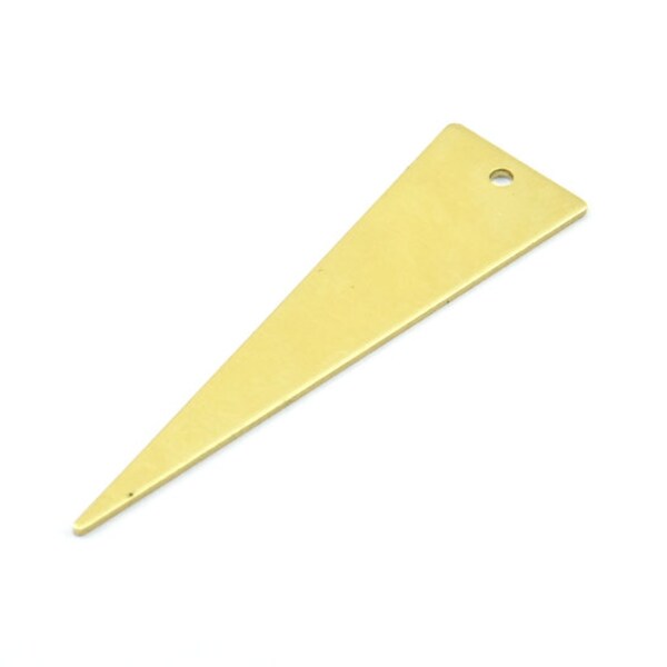 Long Triangle Charm, 10 Raw Brass Triangle Charms, Pendant, Finding For Necklace, Bracelet (14x50x0.80mm) A0792