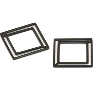 Black Square Charm, 12 Oxidized Black Brass Square Connectors With 1 Hole (21x0.80mm) D874 S961