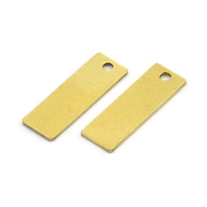 Brass Rectangle Charm, 24 Raw Brass Rectangle Charms With 1 Hole (16x5x0.60mm) A4168