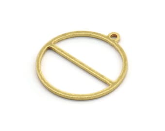Brass Round Charm, 24 Raw Brass Round Shaped Charms With 1 Loop, Charm Pendants (23.5x21x1mm) A4703