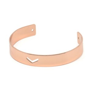 Rose Gold Chevron Cuff - Rose Gold Plated Brass Cuff Bracelet Blank Bangle Chevron With 2 Holes (10x1mm) BRC010