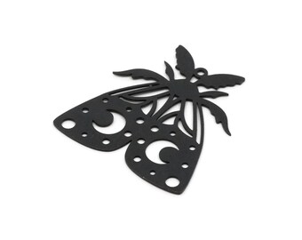 Black Butterfly Charm, 2 Oxidized Black Brass Butterfly Charms With 1 Loop, Earring Findings (36x33x0.60mm) A5339