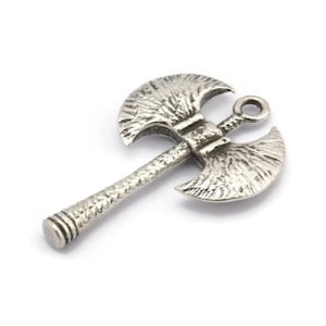 Silver Axe Charm, Antique Silver Plated Brass Axe Charm With 1 Loop, Earring Findings, Pendants (32x22x3mm) N2111 H1561