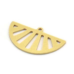 Brass Geometric Charm, 10 Raw Brass Semi Circle Charms With 1 Loop, Findings (16x28x0.80mm) A6237