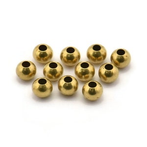 50 Raw Brass Ball Beads , Findings (5mm) Brs 0113 A0744