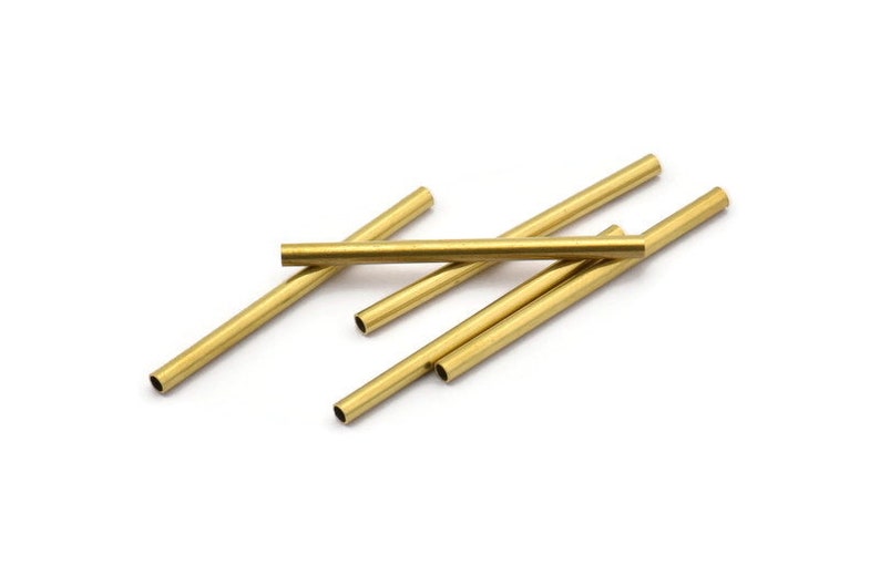 Brass Plain Tubes 50 Raw Brass Tube Beads 2x30mm Bs 1434 image 3