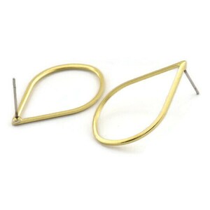 Brass Drop Earrings, 8 Raw Brass Drop Stud Earrings (29x18x1mm) A1705 A2006