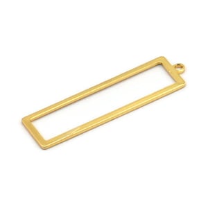 Gold Rectangle Charm, 6 Gold Plated Brass Rectangle Charms With 1 Loop Earrings, Findings (38x10x0.80mm) D1051 Q0901