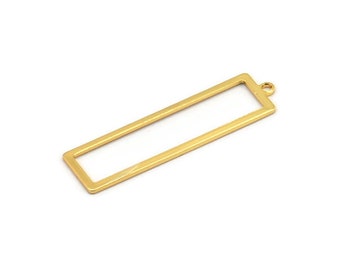Gold Rechteck Charm, 6 vergoldete Messing Rechteck Charms mit 1 Loop Ohrringe, Befunde (38x10x0,80mm) D1051 Q0901
