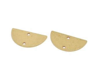Colgante semicircular, 24 semicírculos de latón crudo con 2 agujeros (21 x 10 x 0,80 mm) BS 1723