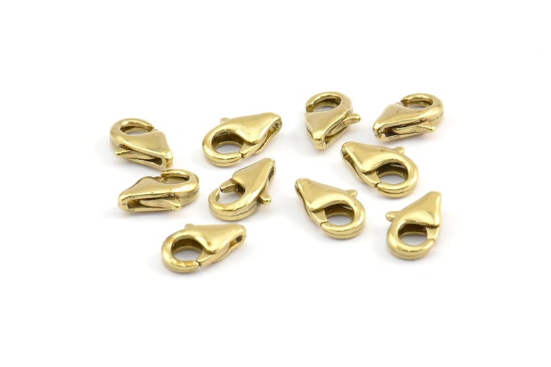 E091 8.5x5mm Brass Parrot Claps 12 Raw Brass Lobster Claw Clasps