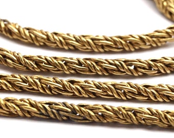 Brass Knitted Chain, 2 M Raw Brass Snake Chain (3mm) Bs 1006