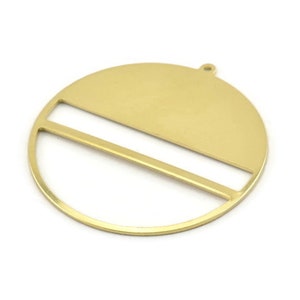 Brass Round Charm, 2 Raw Brass Round Charms With 1 Loop, Stamping Blanks (45x43x0.90mm) M663