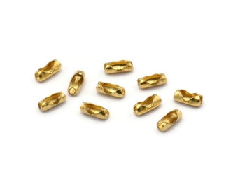 Ball Chain Connector, 50 Raw Brass Ball Chain Connector Clasps For 1.2 To 1.5 Mm Ball Chain, Findings (6x2mm)  Bs 1356